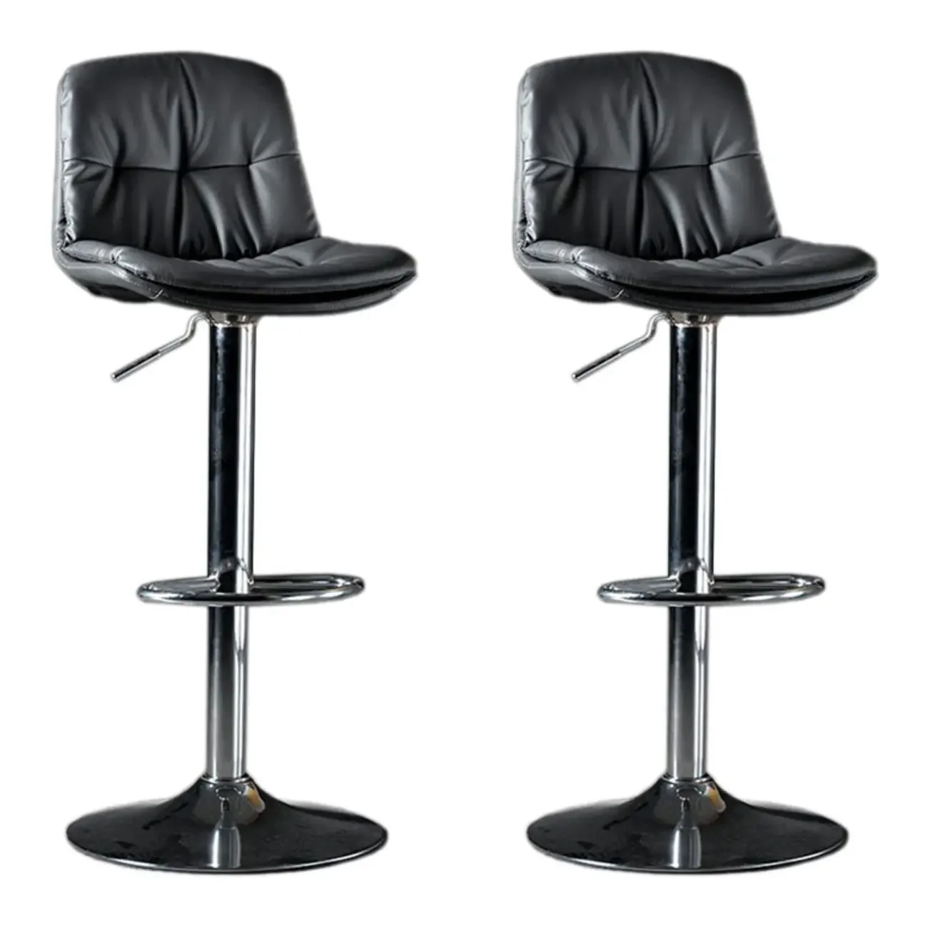 Adjustable Leather Low Back Swivel Bar Stool