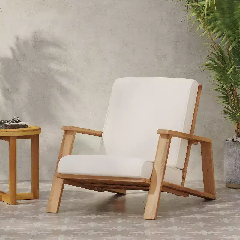 Okak Boho Ardirondack Chair Patio Accent Chairs,Set of 1,Outdoor Acacia Conversation seat for Porch,Garden&Backyard,400lbs Max