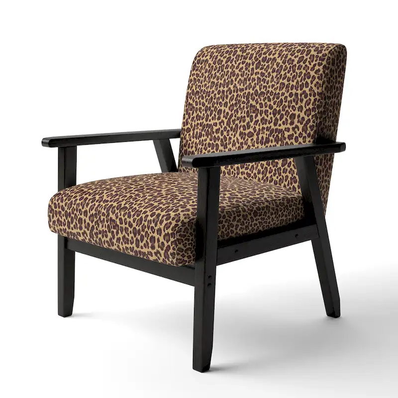Brown Leopard Print Upholstered Accent Chair