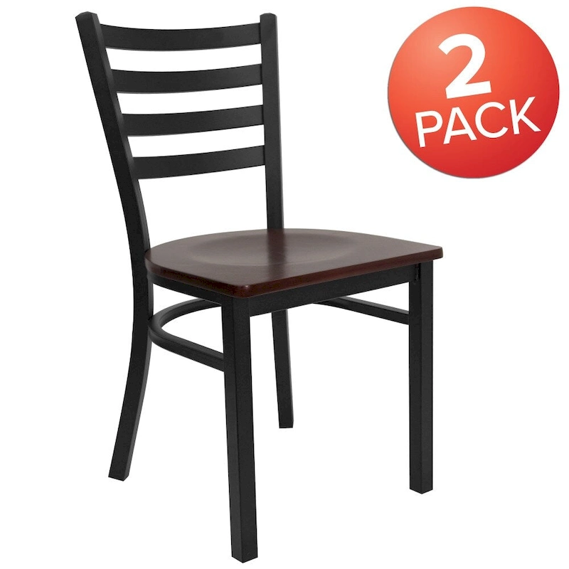 2 Pack Ladder Back Metal Restaurant Chair - 16.5W x 17D x 32.25H - 16.5W x 17D x 32.25H