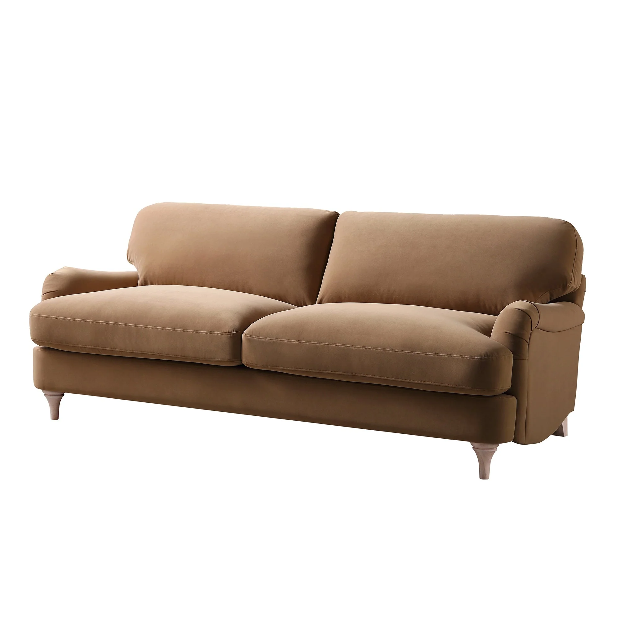 Camel Velvet Sofa, 3-Seater