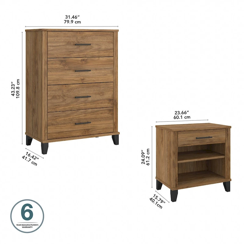 Somerset Chest of Drawers and Nightstand Set by Bush Furniture