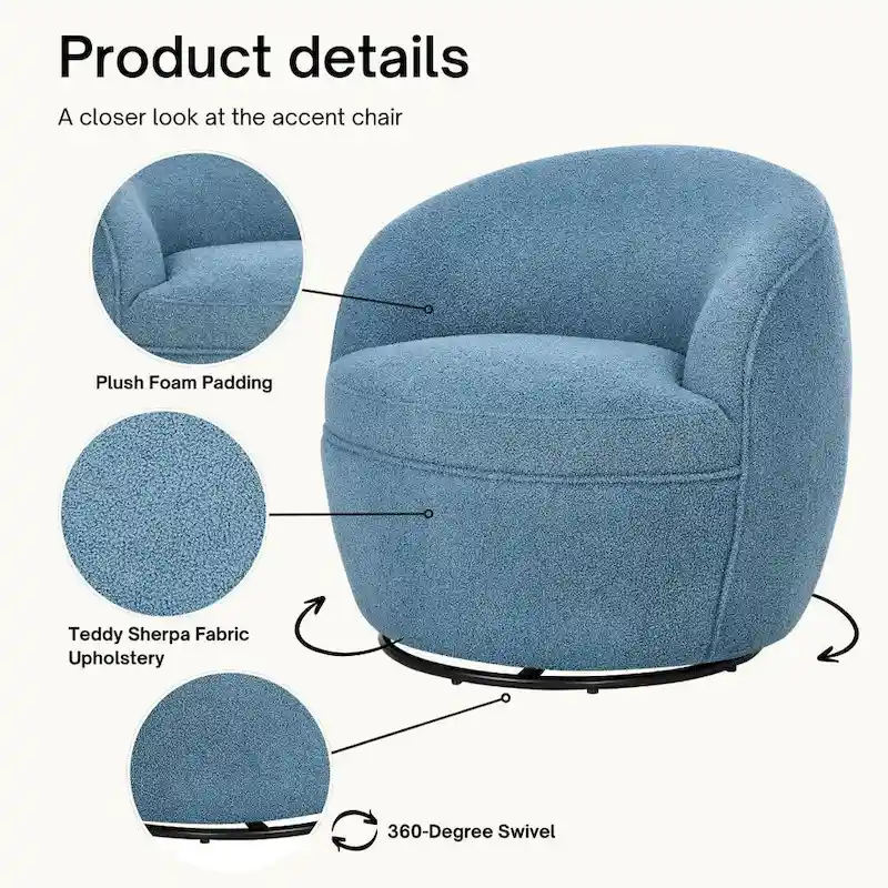 Galleria 360 Swivel Teddy Sherpa Fabric Barrel Chair