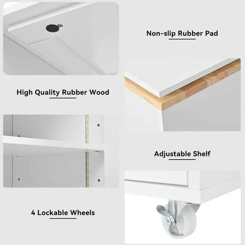 Randy Rolling Kitchen Island With Extended Table