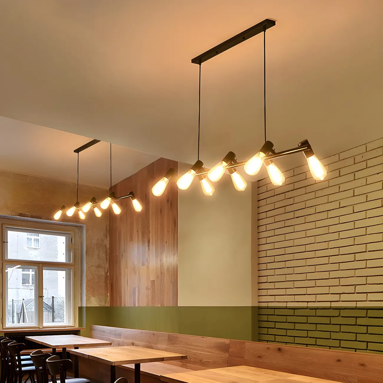 Industrial Black Multi-Light Cluster Pendant Light