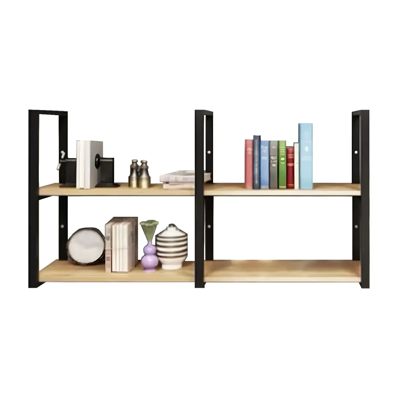 Industrial Wall-Mounted 3-Tier Wood Display Shelf