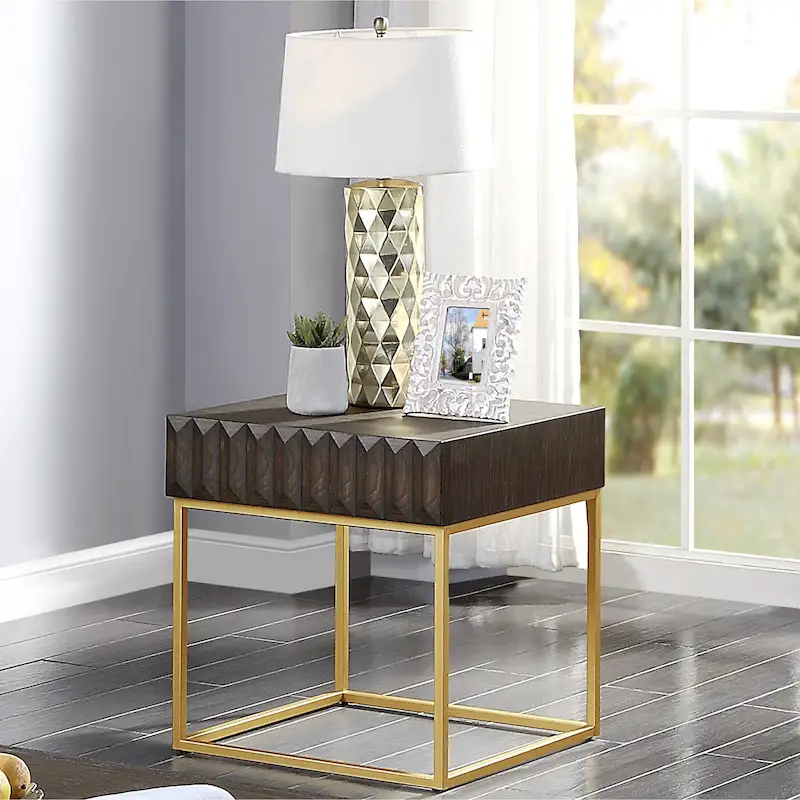 Contemporary Steel 1-Drawer Accent Table