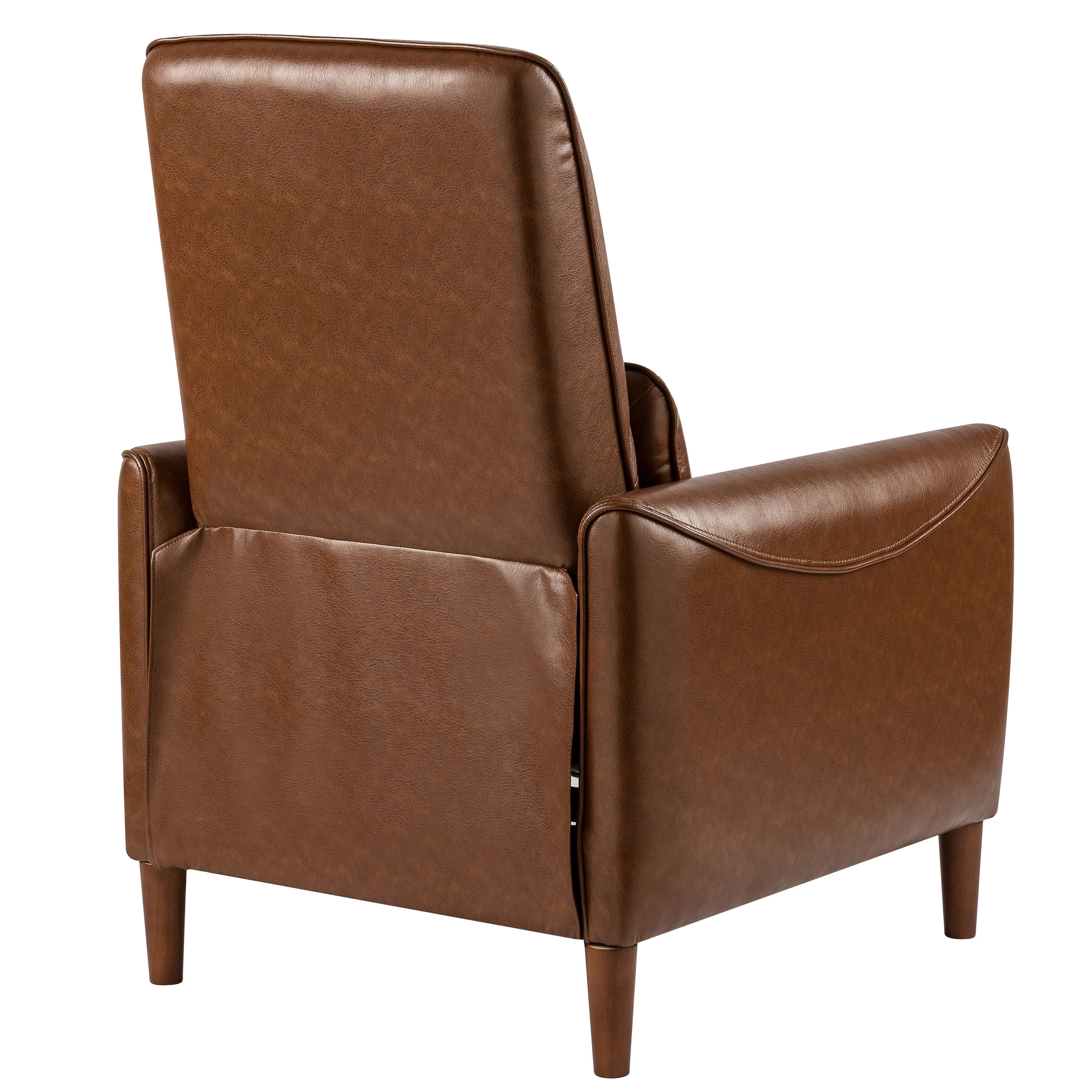 Comfy Upholstered Recliner Chair ¨C Small Push Armchair with Footrest & Rubber Wood Legs