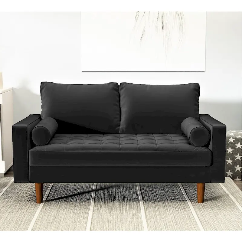 Luis Mid-century Modern Tufted Velvet Loveseat - N/A