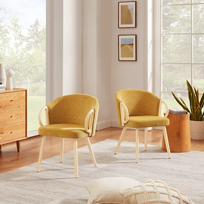 Art Leon Modern Fabric Accent Dining Wood Chair (Set of 2)