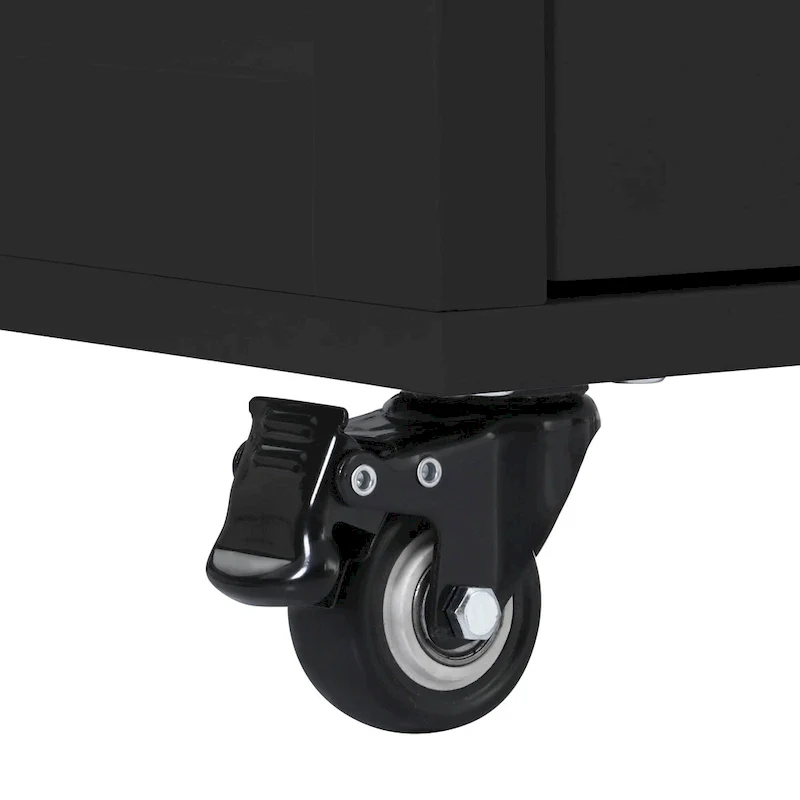 Kitchen Island Cart with Rubber Wood Top and Locking Wheels