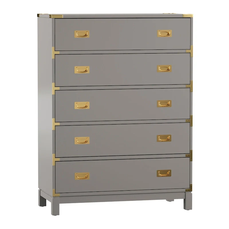 5-Drawer Gold Accent Chest