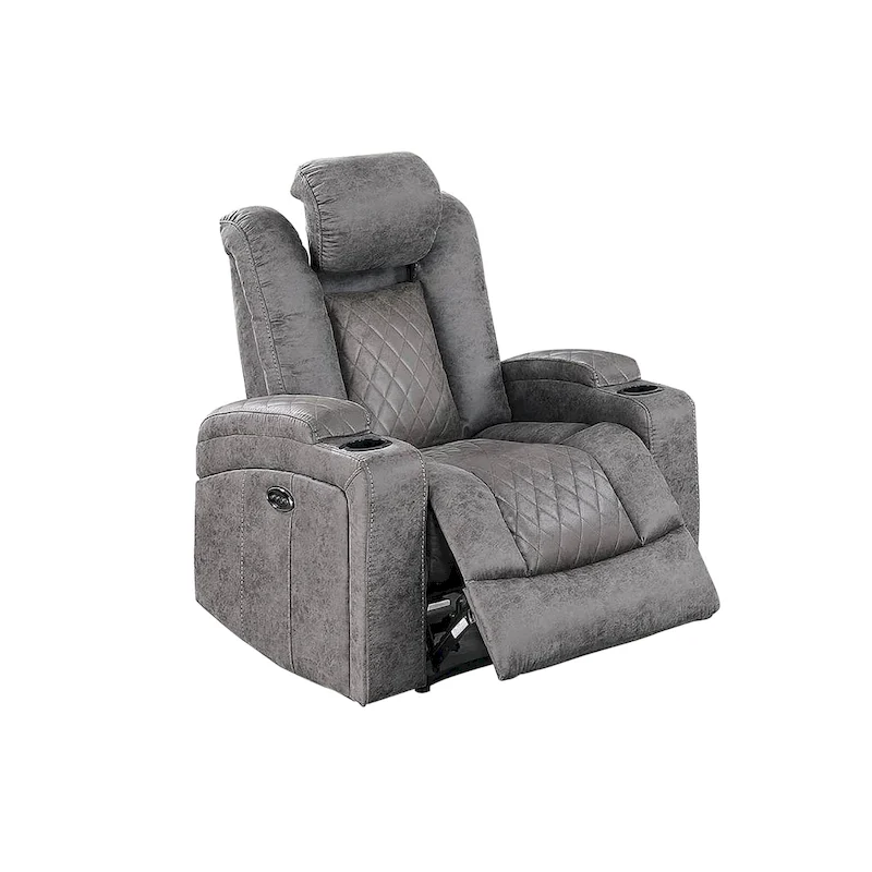 Power Recliner with Cup Holders and USB Charger - Single Seat
