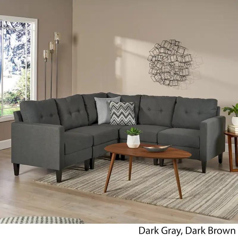 Emmie Mid-century Modern 5-piece Sectional Sofa Set by Christopher Knight Home