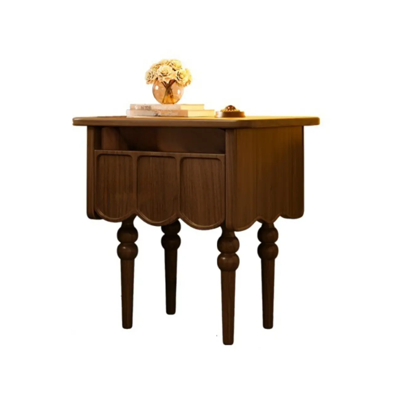 Narrow Modern Wood Nightstand with Drawer