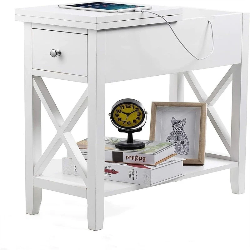 Material Flip Top Narrow End Table - 11D x 23.5W x 24H