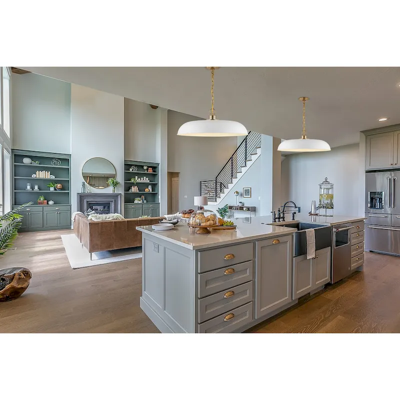 Colony 1 Light Large Pendant Matte White with Burnished Brass