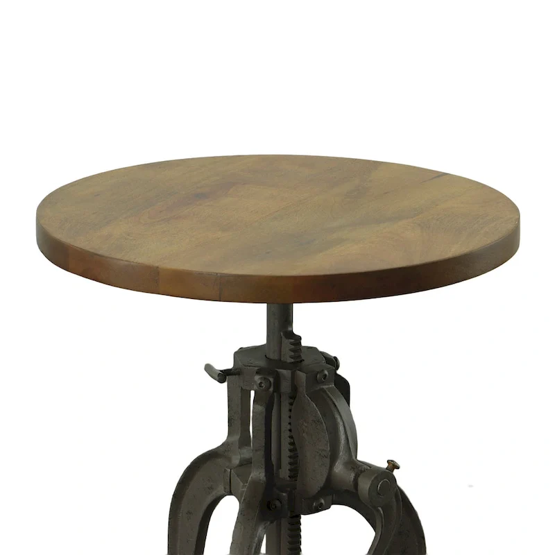 Carolina Living Regan Adjustable Accent Table - Chestnut Top - Black Base
