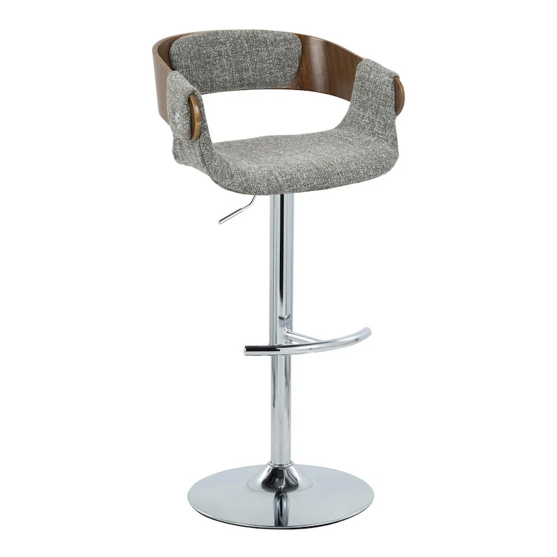Adjustable Swivel Bar Stool - Grey/Cream Fabric - Single Seat