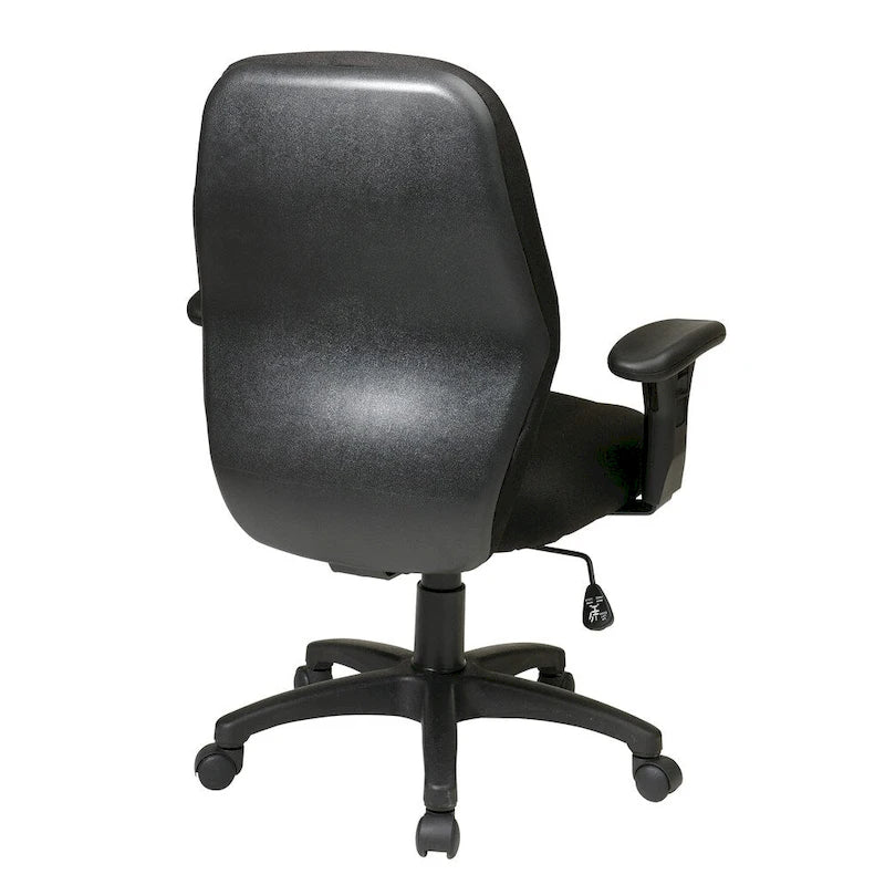 Black Fabric Office Chair with Synchro Tilt and Adjustable Arms for Adults