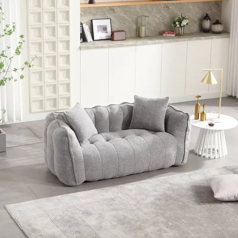 Modern 65-Inch Chenille Tufted Loveseat Accent Chair with High-Resilience Foam