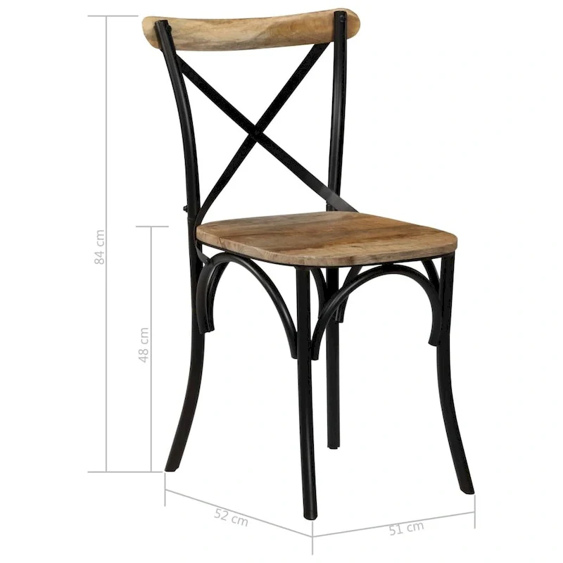vidaXL Cross Chairs 6 pcs Black Solid Mango Wood - 20.1  x 20.5  x 33.1