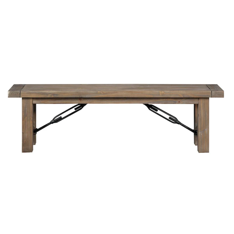 Natural Pine / Farmhouse Industrial Style / 2-Person Dining Bench