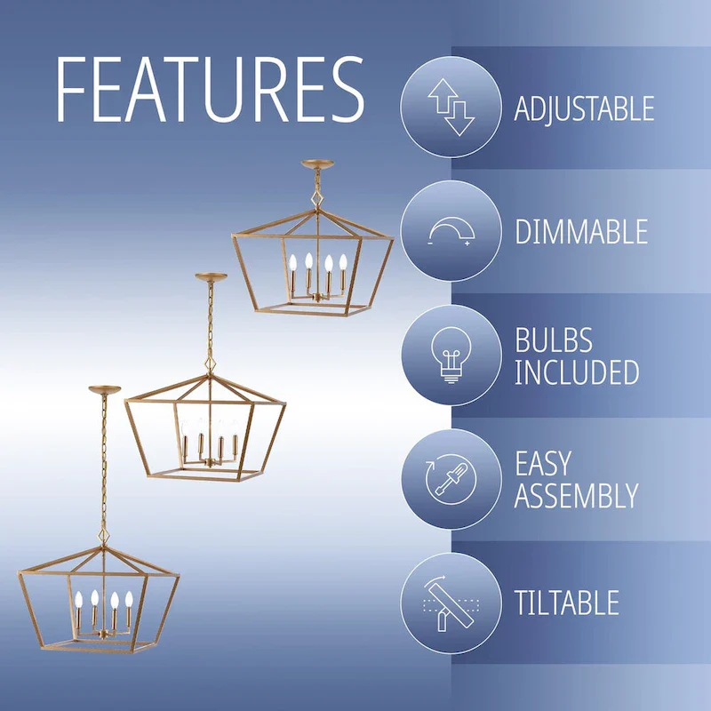 Floyd 4-Light Adjustable Iron Rustic Glam LED Pendant, by JONATHAN Y