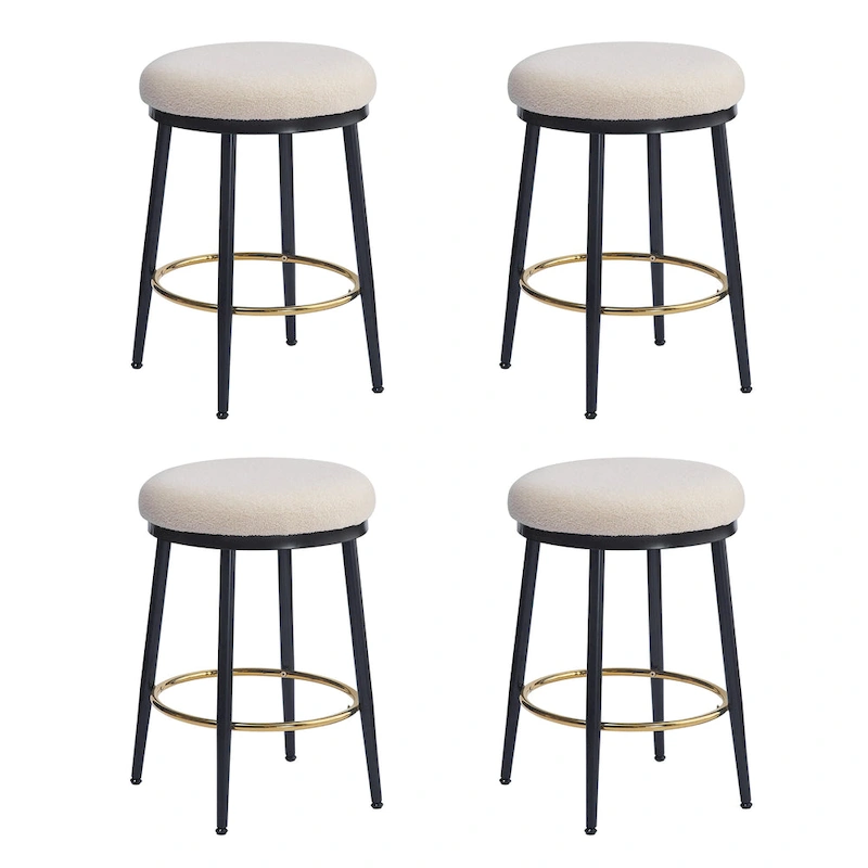 Roomfitters Modern Counter Stools, Set of 2 Bar Height Chairs with Iron Frame, Cushioned Seat and Footrest