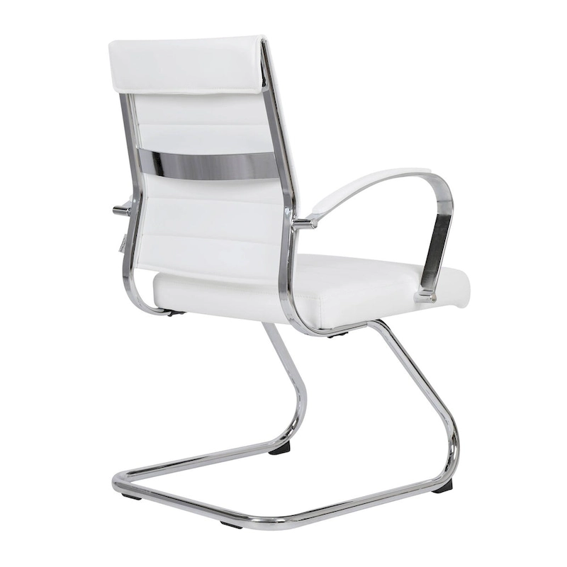 Leather Office Chair with Stainless Steel Sled Base Benmar Series by LeisureMod