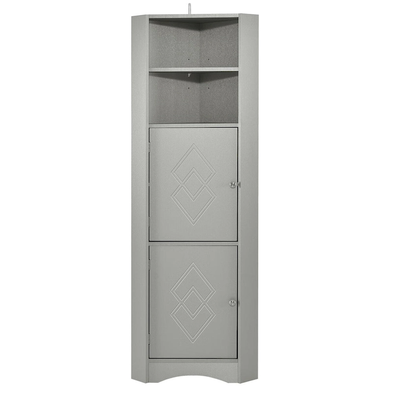 Merax Freestanding Tall Bathroom Corner Cabinet with Adjustable Shelves