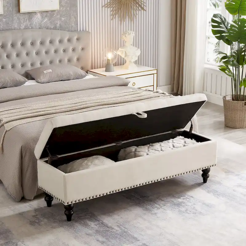 Storage Ottoman Bench, 59 Inch