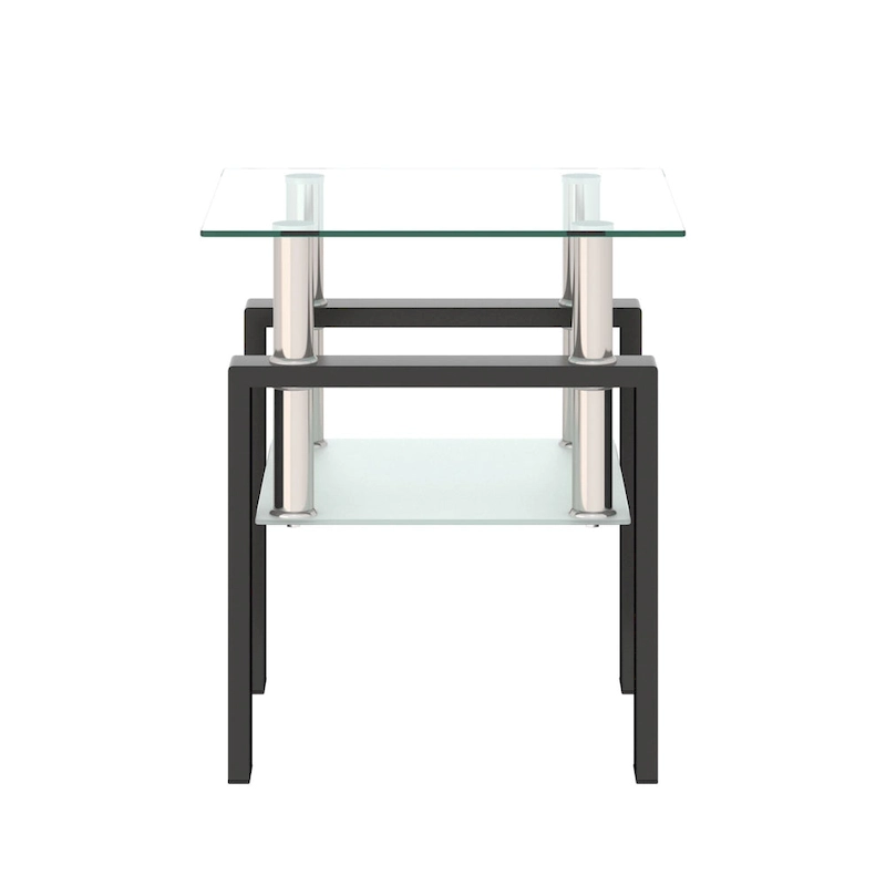 Modern Tempered Glass Tea Table Coffee Table End Table Square Table - 17.72L x 17.72 W x 20.5 H,