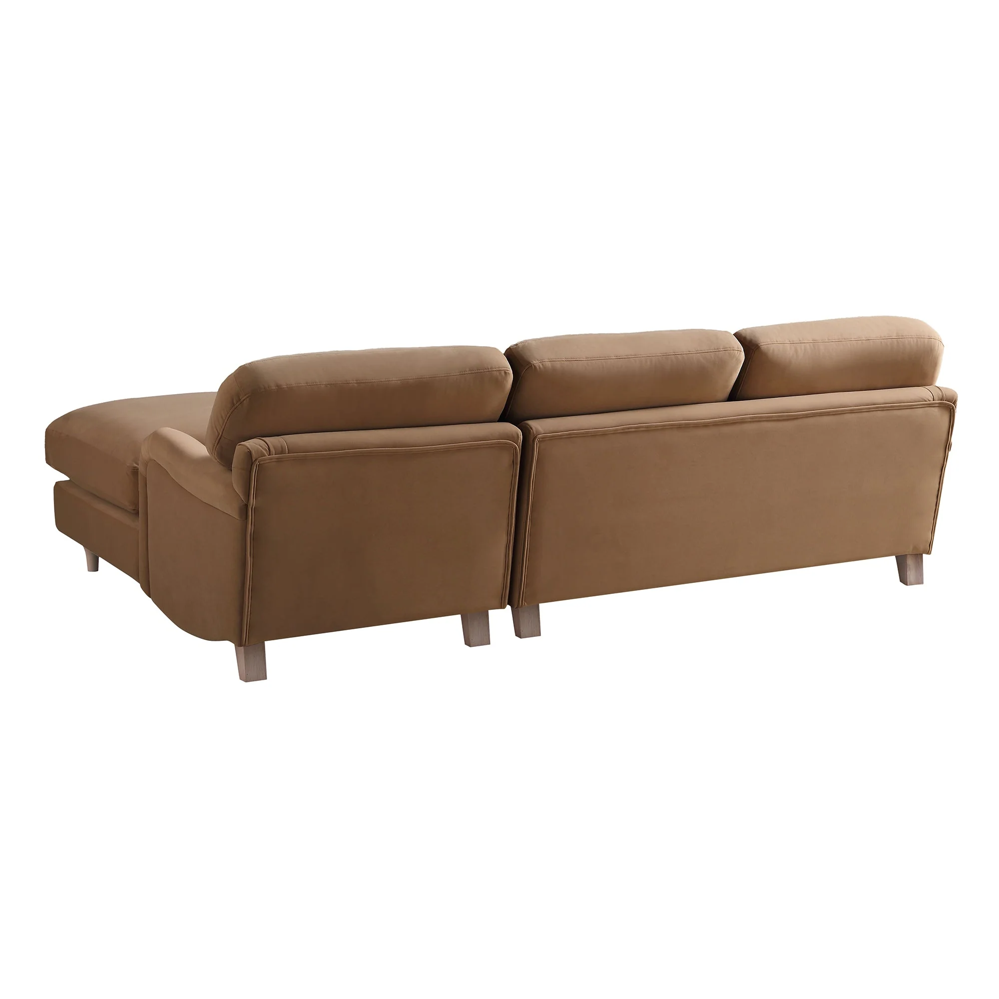 Camel Velvet Sofa, Grande Chaise Sofa Right Hand Facing