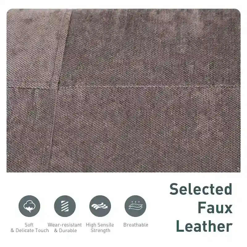 24 Inch Solid Wood Barstools with Linen / PU Leather Fabric Cushion, Set of 2