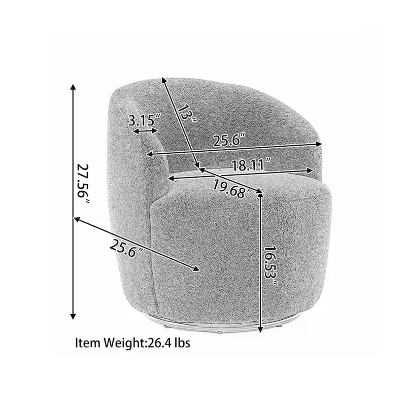 Velvet Swivel Accent Armchair Barrel Chair With Powder Coating Ring