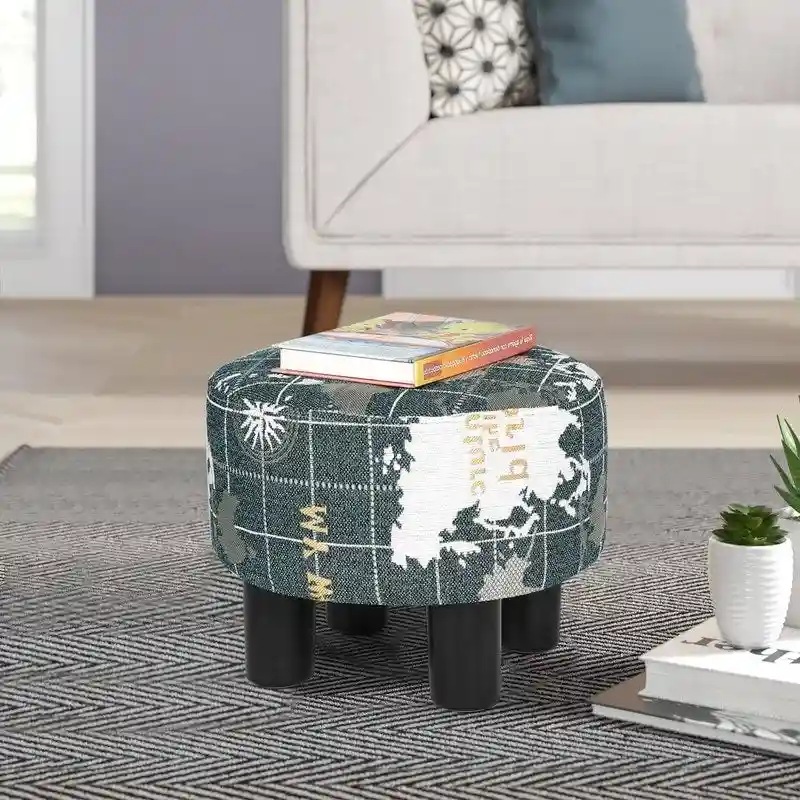 Round Fabric Ottoman Footrest