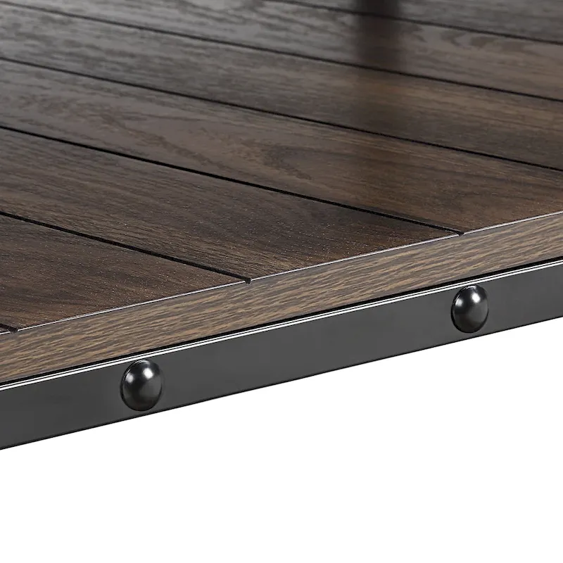 Black Farmhouse Steel 2-Piece Coffee Table Set with Wheels