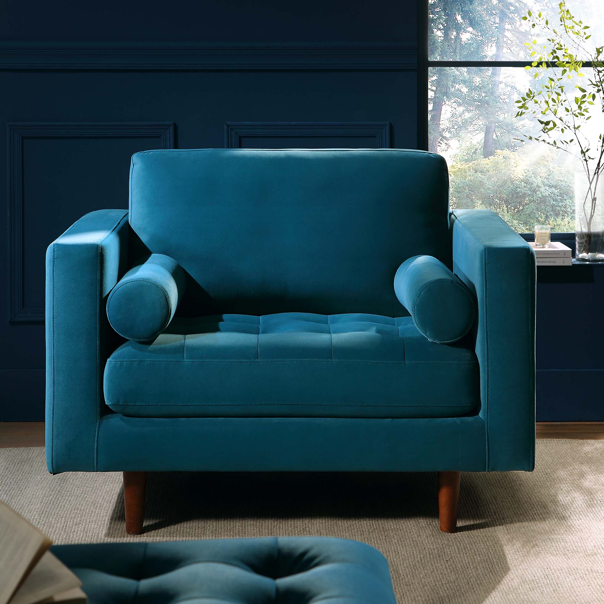 Armchair, Teal Velvet