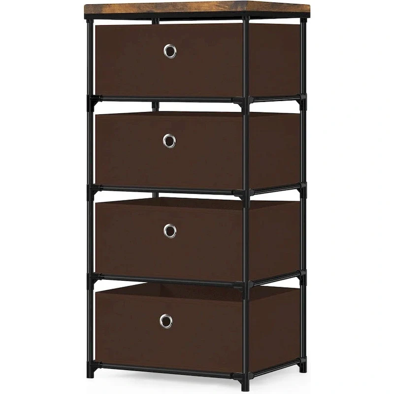 4 Drawer Fabric Dresser with Top