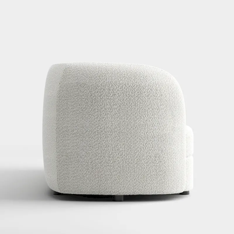 Modern Curved Arms Boucle Sofa with Kidney Style Seat