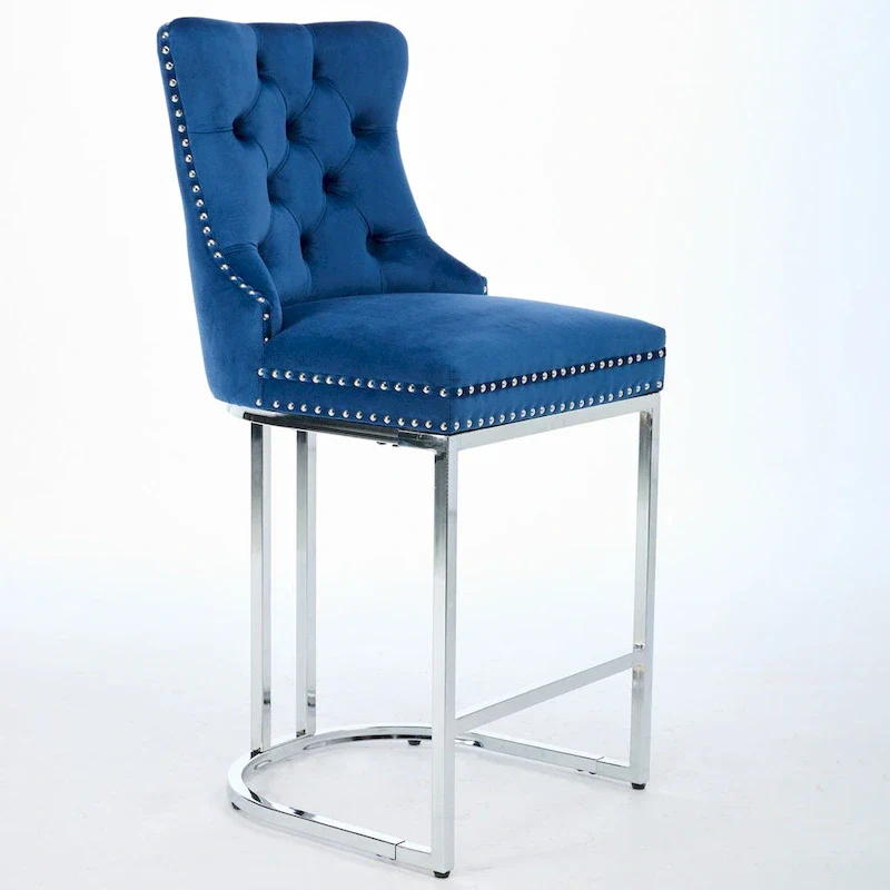 Modern Velvet Barstools 26 Counter Height Kitchen Island Chairs,Set of 2