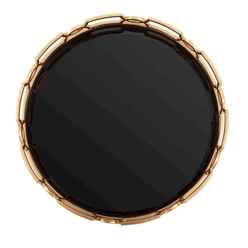 Allan Andrews Gold & Black Round Metal Tray - 24.25 x 24.25 x 3.5