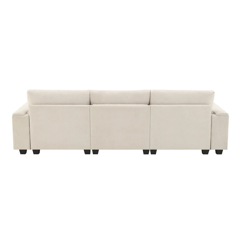 96 Chenille Smart Sectional Sofa with Bluetooth Speaker, Drop-Down Table & USB Charger and 3-Seater Cloud Couch