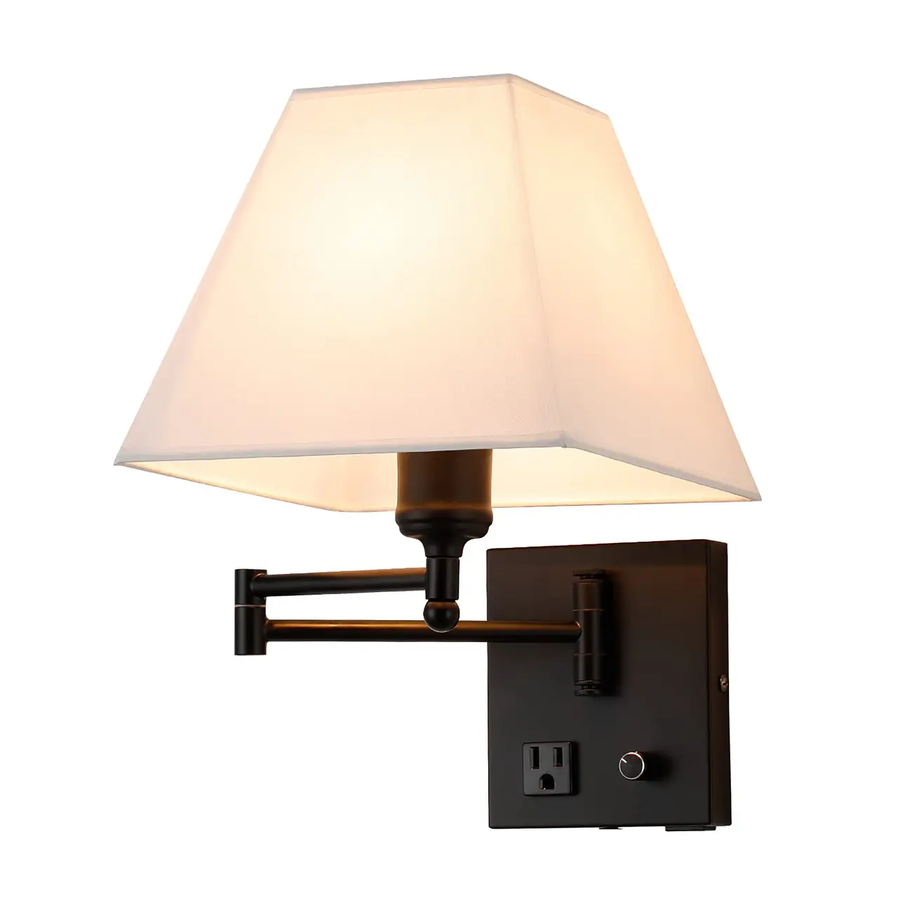 Elegant Swing Arm Wall Sconce with USB for Bedside Use
