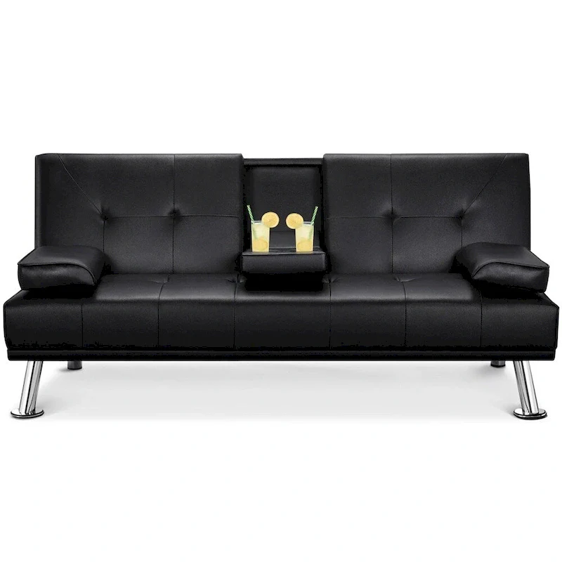 Yaheetech Modern Recliner Couch Faux Leather Futon Sofa Bed