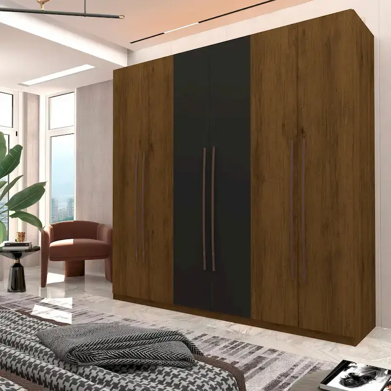 Midnight Blue / White / Brown / Grey 3-Door Freestanding Wardrobe Closet for 1 Person