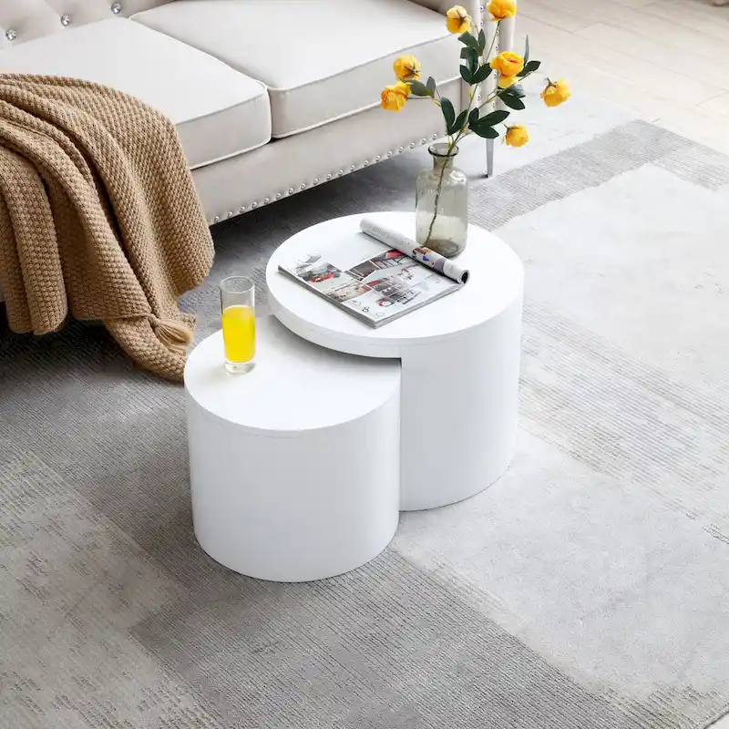 White / Black Nesting Side Tables, Set of 2