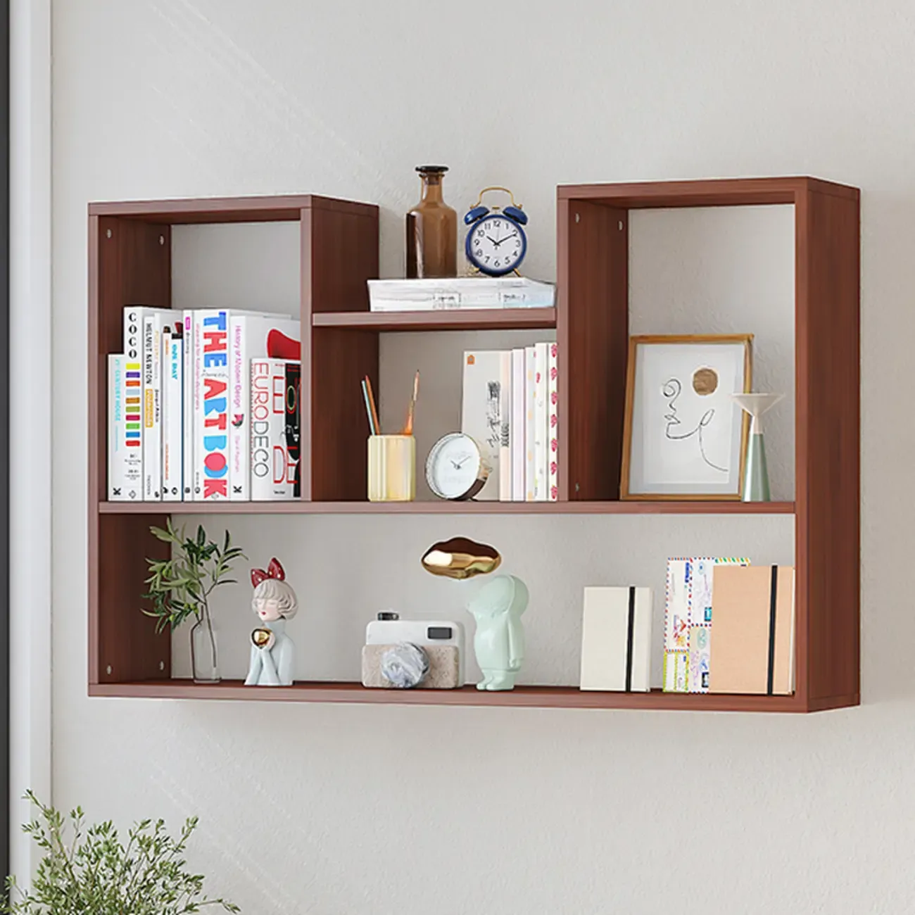 Modern Wooden 3-Tier Open Back Wall-Mounted Bookcase