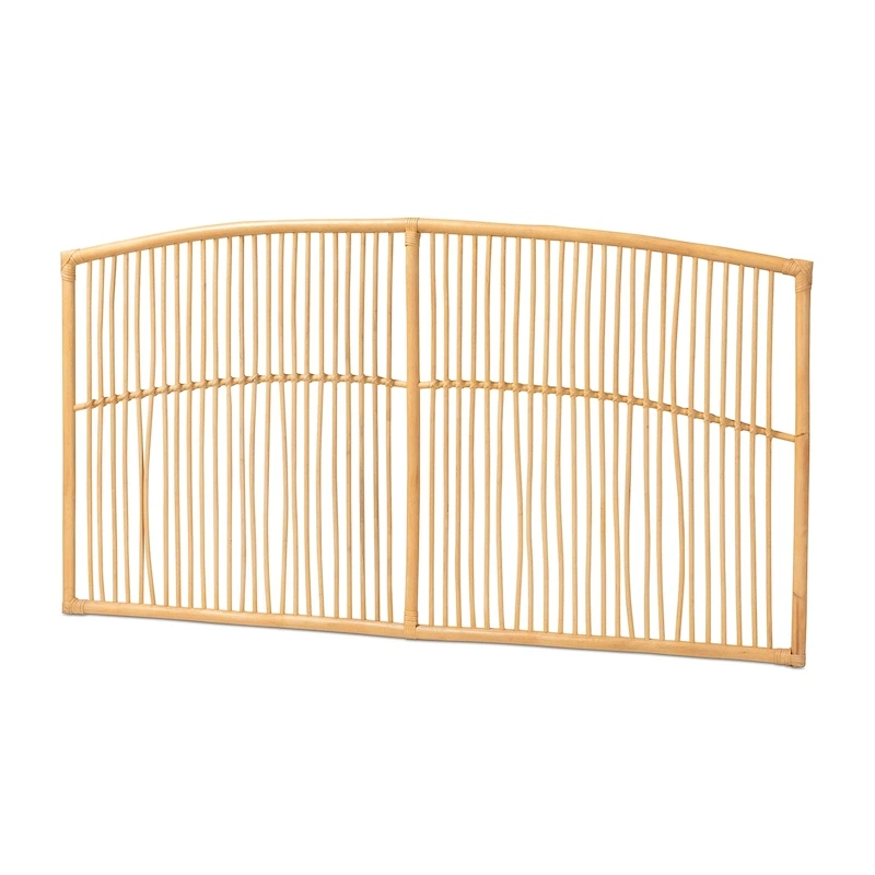 Malvina Modern Bohemian Natural Rattan Wall-mountable Headboard-Queen